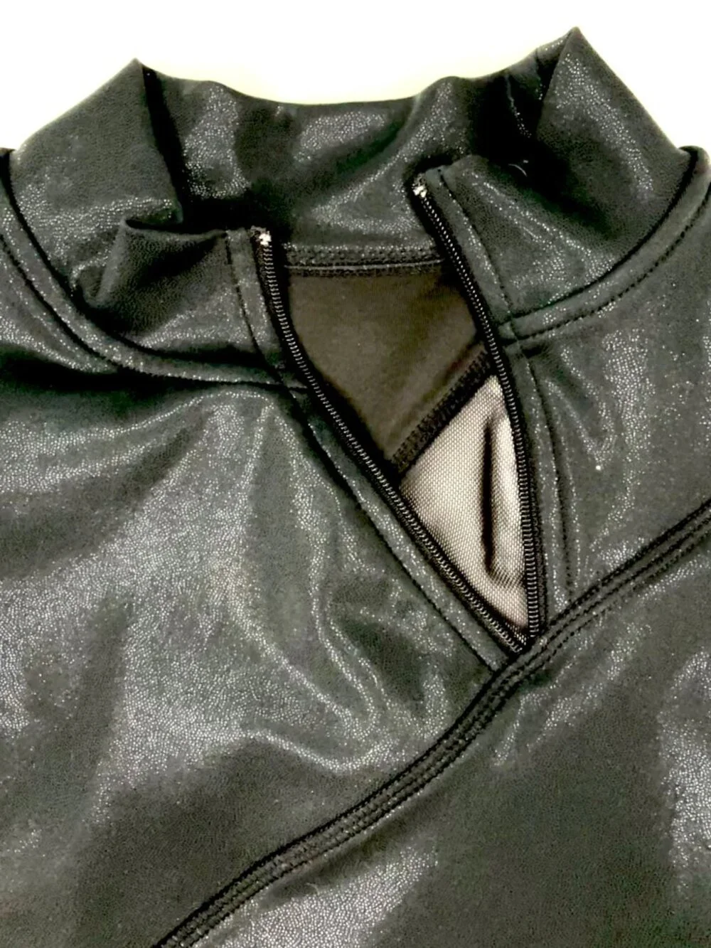 CROWNED ATHLETICS Black Faux Leather Moto Crop Tank w/ Mesh Back | SIZE XS